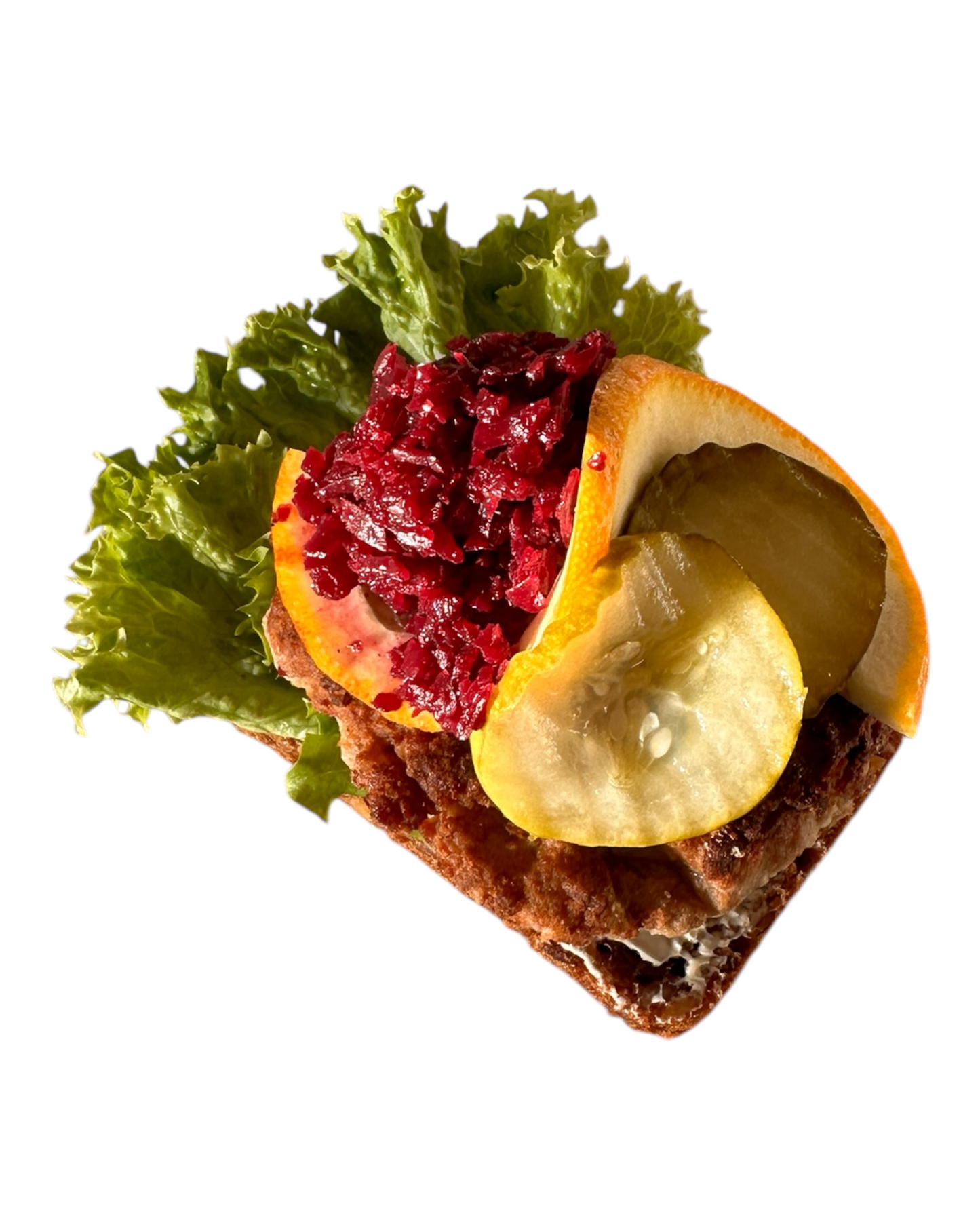 Frikadelle med rødkål og syltede agurk