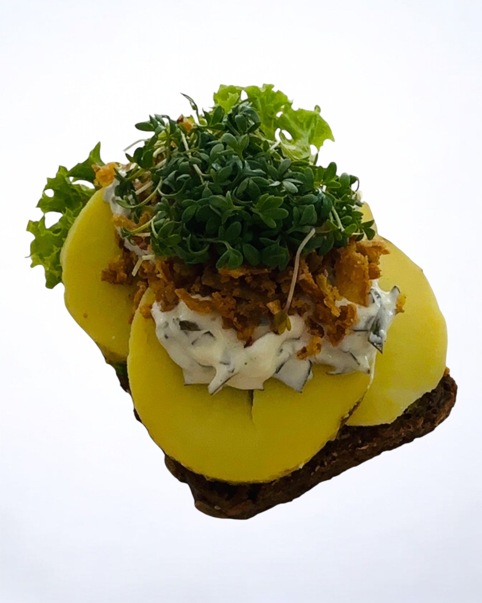 Kartoffel med estragon mayonnaise og friteret løg