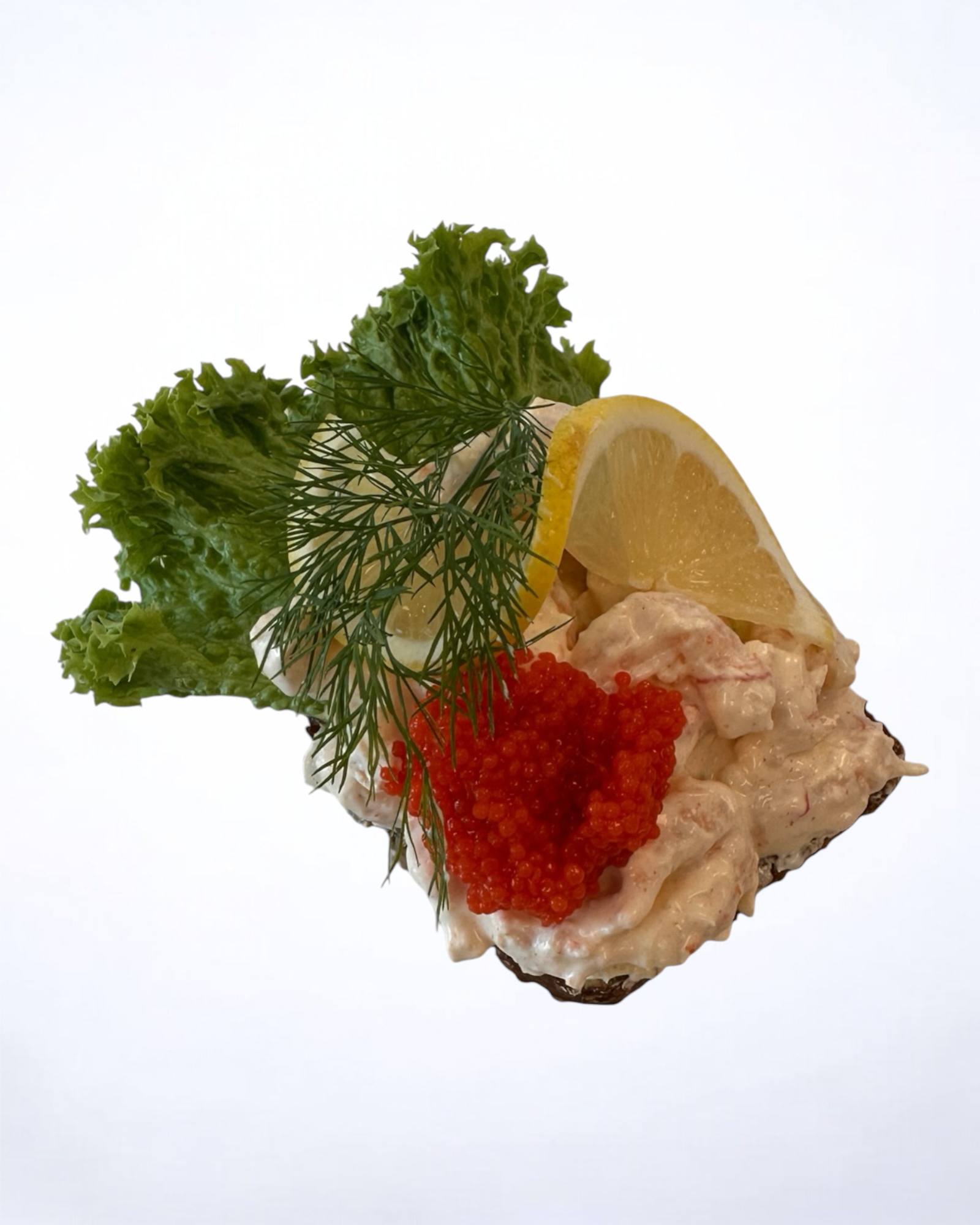 Rejesalat med citron, rød kaviar og grønt