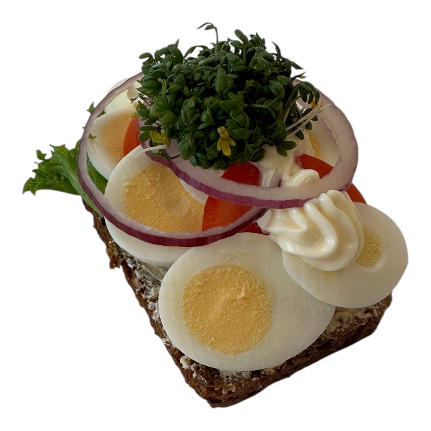 Æg & Tomat med mayonnaise, rødløg og grønt